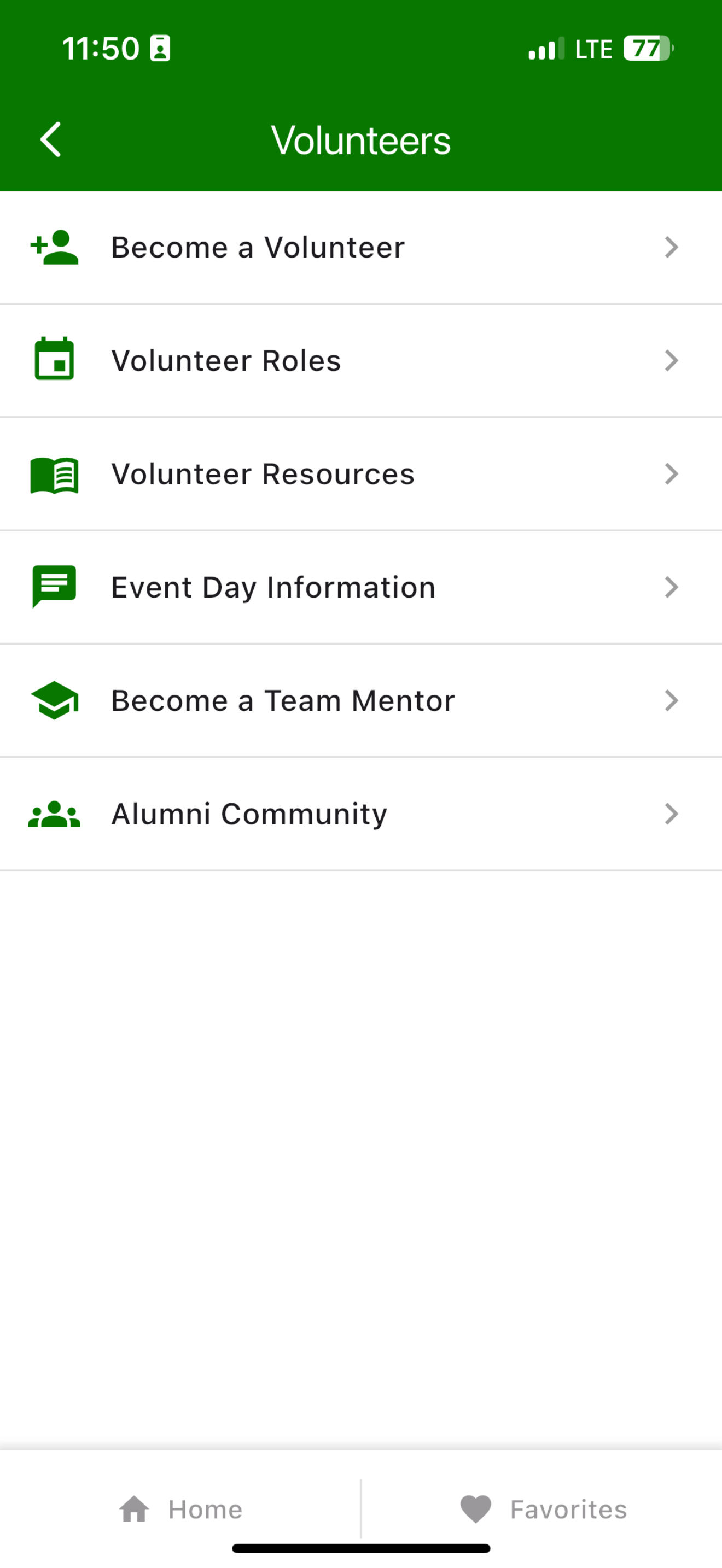 FIRST Nevada App Volunteers Screen